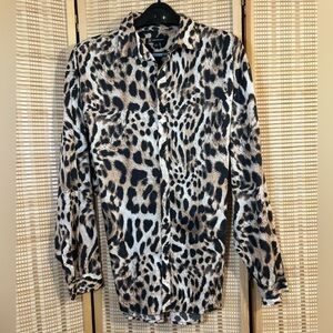 Men’s Animal Print Long Sleeve Button Up Dress Shirt
